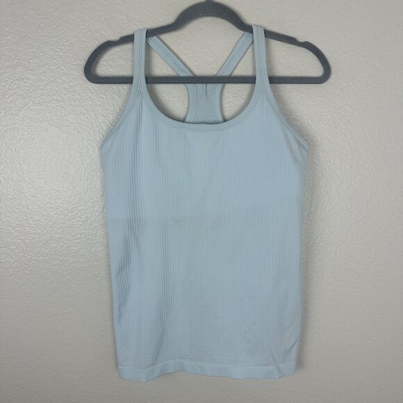 Lululemon Ebb To Street Tank 12 Light Blue Ribbed Racerback Stretch Athletic - Picture 1 of 9